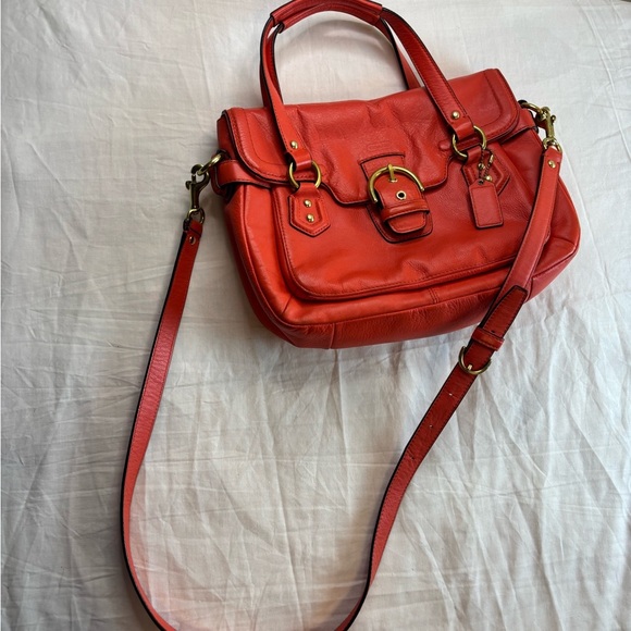 Coach Campbell Orange Leather Crossbody Satchel - Picture 2 of 16